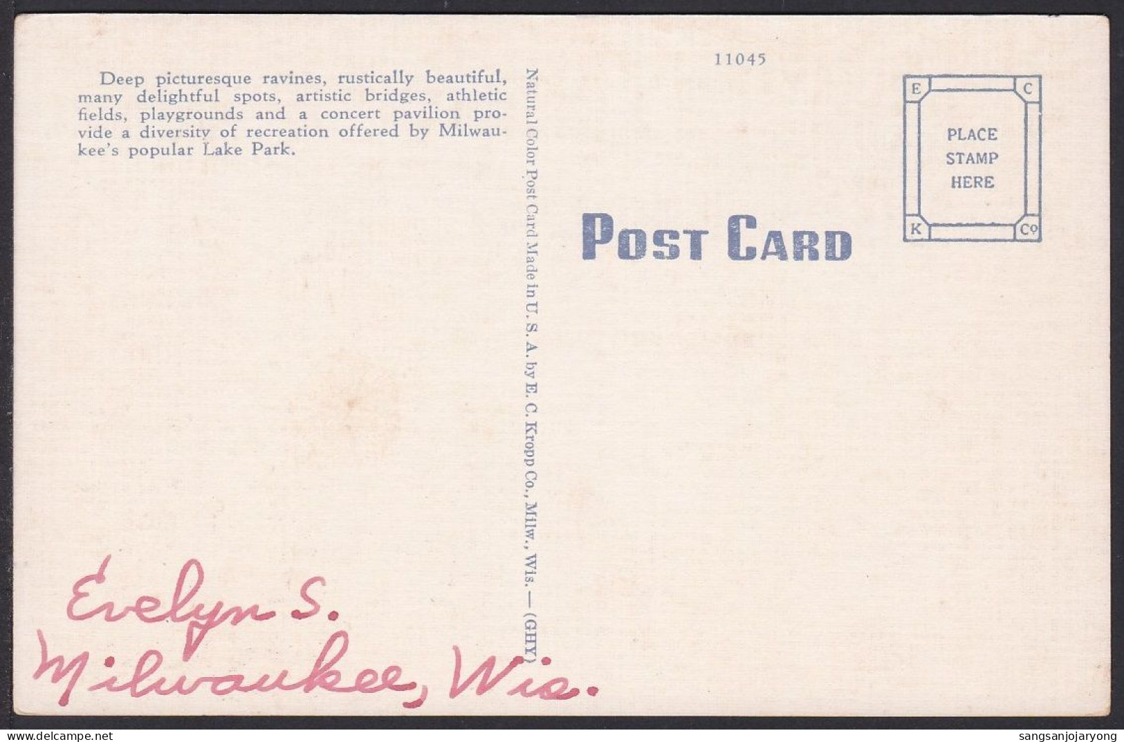 B353 Bridge Postcard, USA, Rabine Drive, Lake Park, Milwaukee, Carte Postale, Pont - Brücken