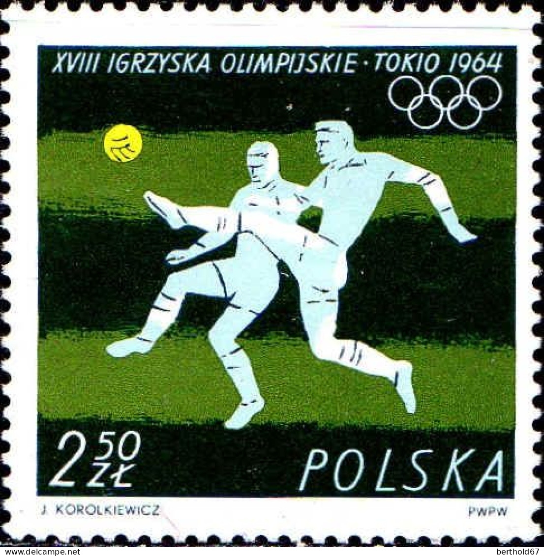 Pologne Poste N** Yv:1370/1377 Jeux Olympiques de Tokyo Manque 1376 P.def.gom 1770