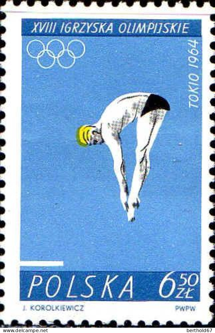 Pologne Poste N** Yv:1370/1377 Jeux Olympiques de Tokyo Manque 1376 P.def.gom 1770