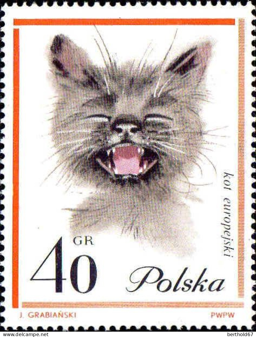 Pologne Poste N** Yv:1332/1341 Chats 1336 Petit Def.gomme - Unused Stamps