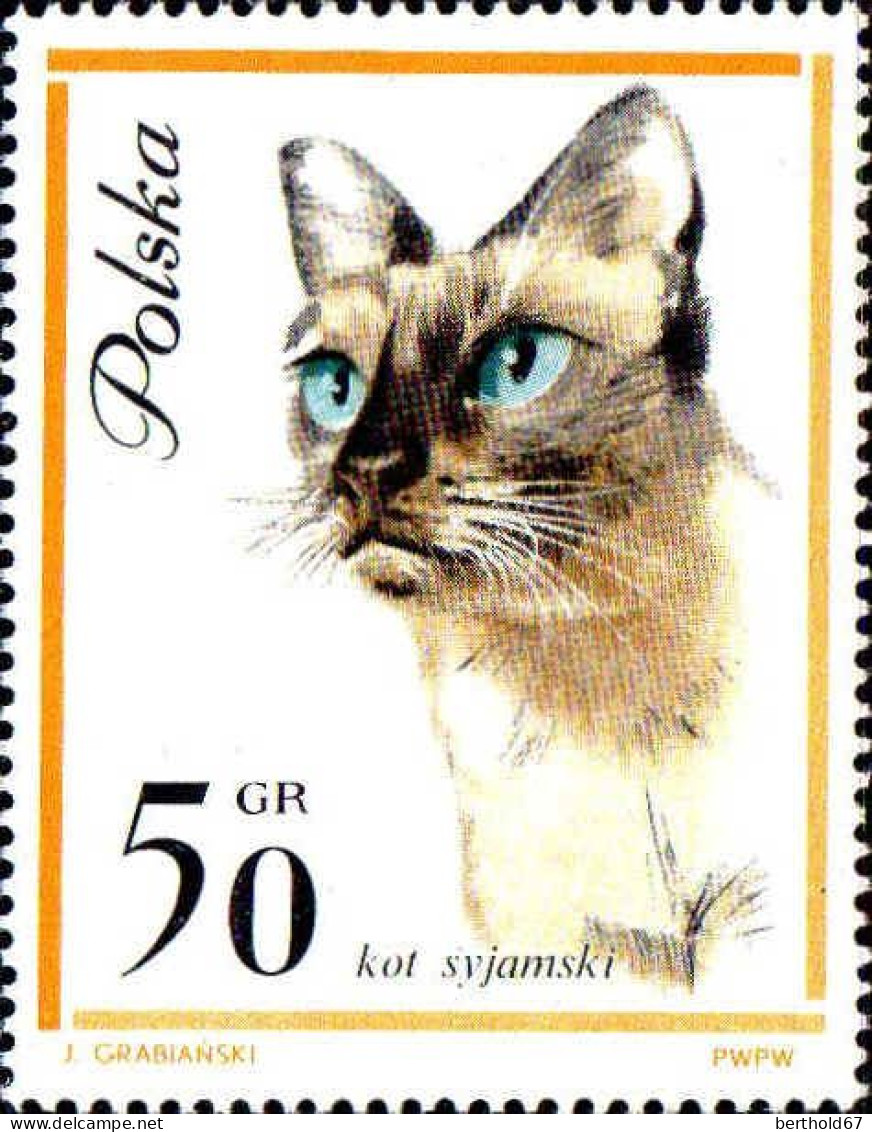 Pologne Poste N** Yv:1332/1341 Chats 1336 Petit Def.gomme - Unused Stamps