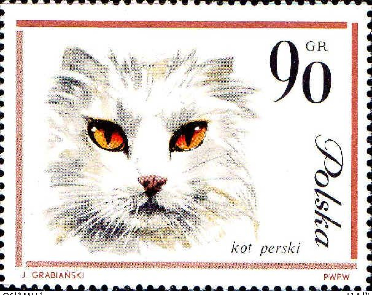 Pologne Poste N** Yv:1332/1341 Chats 1336 Petit Def.gomme - Unused Stamps