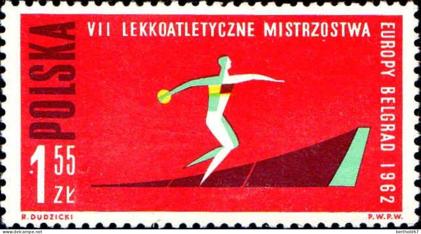 Pologne Poste N** Yv:1198/1205 7.Championnats d'Europe d'athlétisme dentelé 11