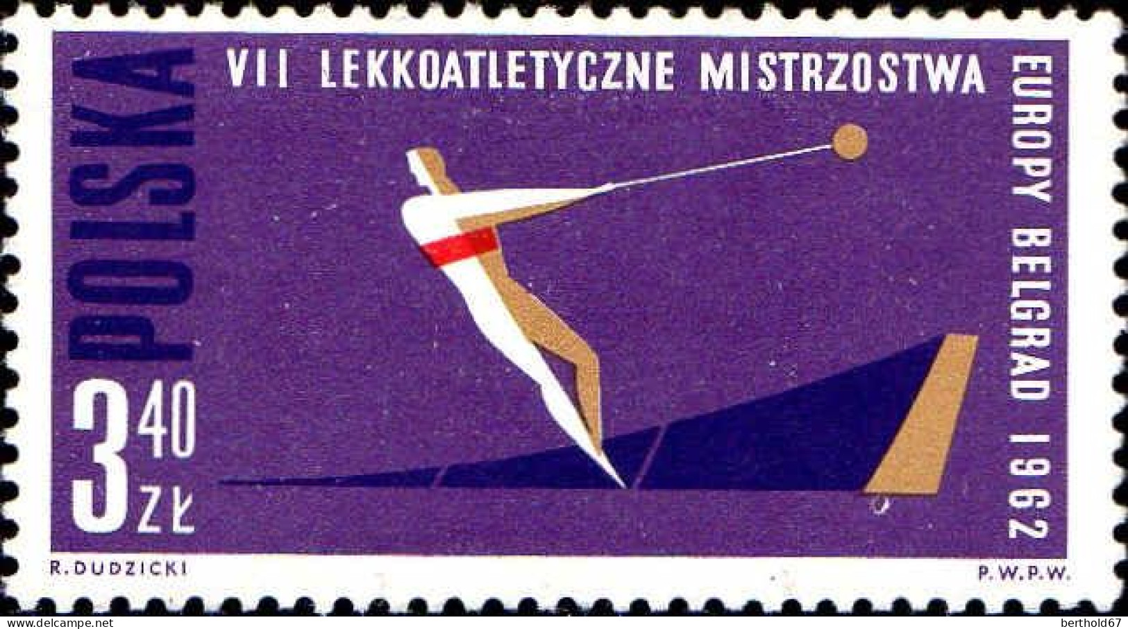 Pologne Poste N** Yv:1198/1205 7.Championnats d'Europe d'athlétisme dentelé 11