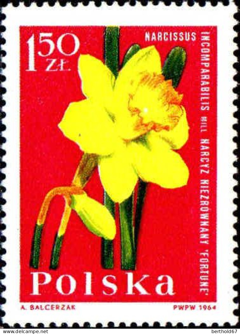 Pologne Poste N** Yv:1394/1405 Fleurs Manque 1395