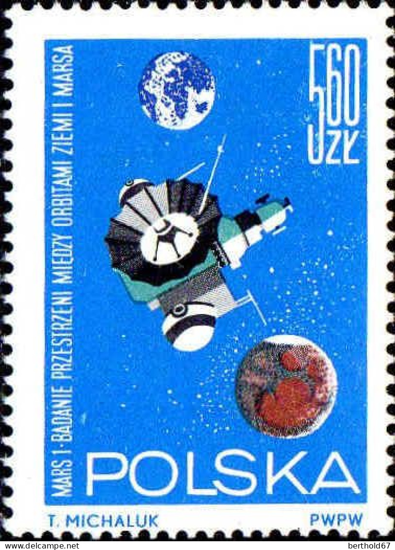 Pologne Poste N** Yv:1406/1413 Conquètes spatiales 1411 Petit def.gomme