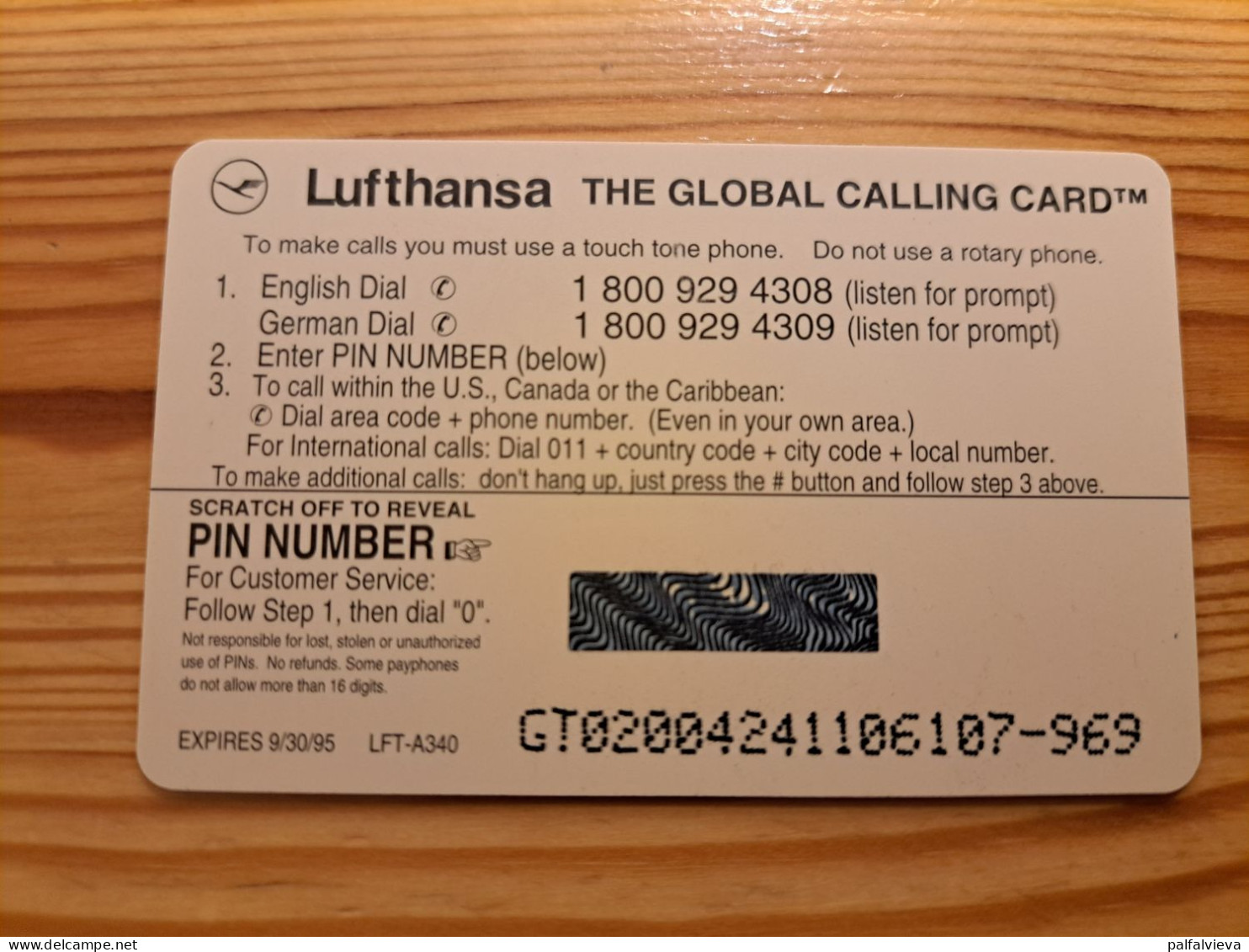 Prepaid Phonecard USA, The Global Calling Card - Airplane, Lufthansa - Other & Unclassified