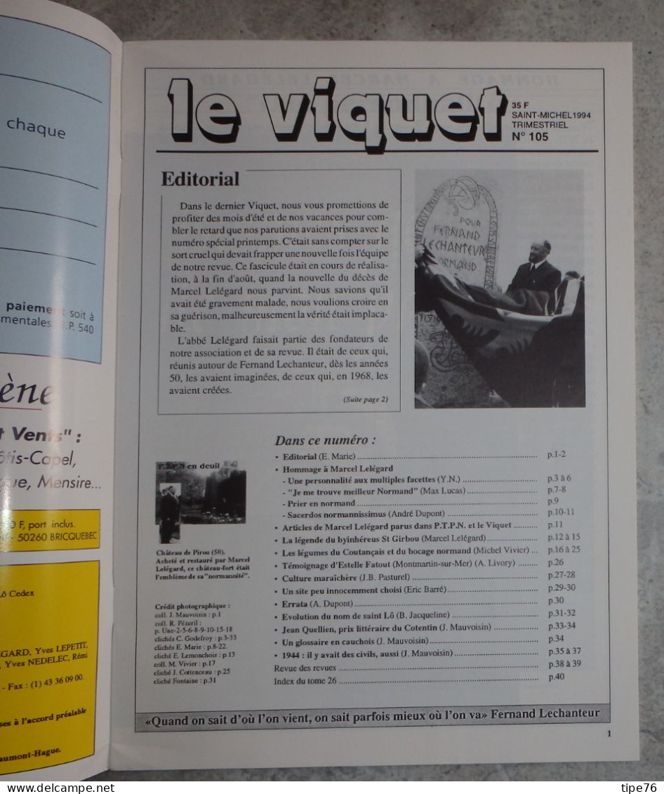 Viquet Parlers Traditions Normandie 105 1994 Légumes Du Coutançais  Et Du Bocage Normand - Légende Byinhéreus St Girbou - Normandie