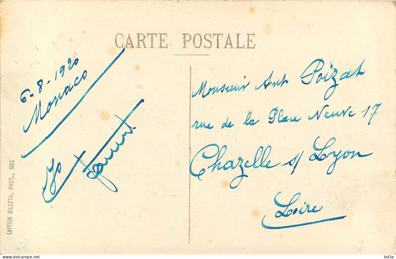 CACHET MONACO -  PRINCE ALBERT - 1er 15c  - 1920 -  LE PALAIS DU PRINCE  - Lettres & Documents