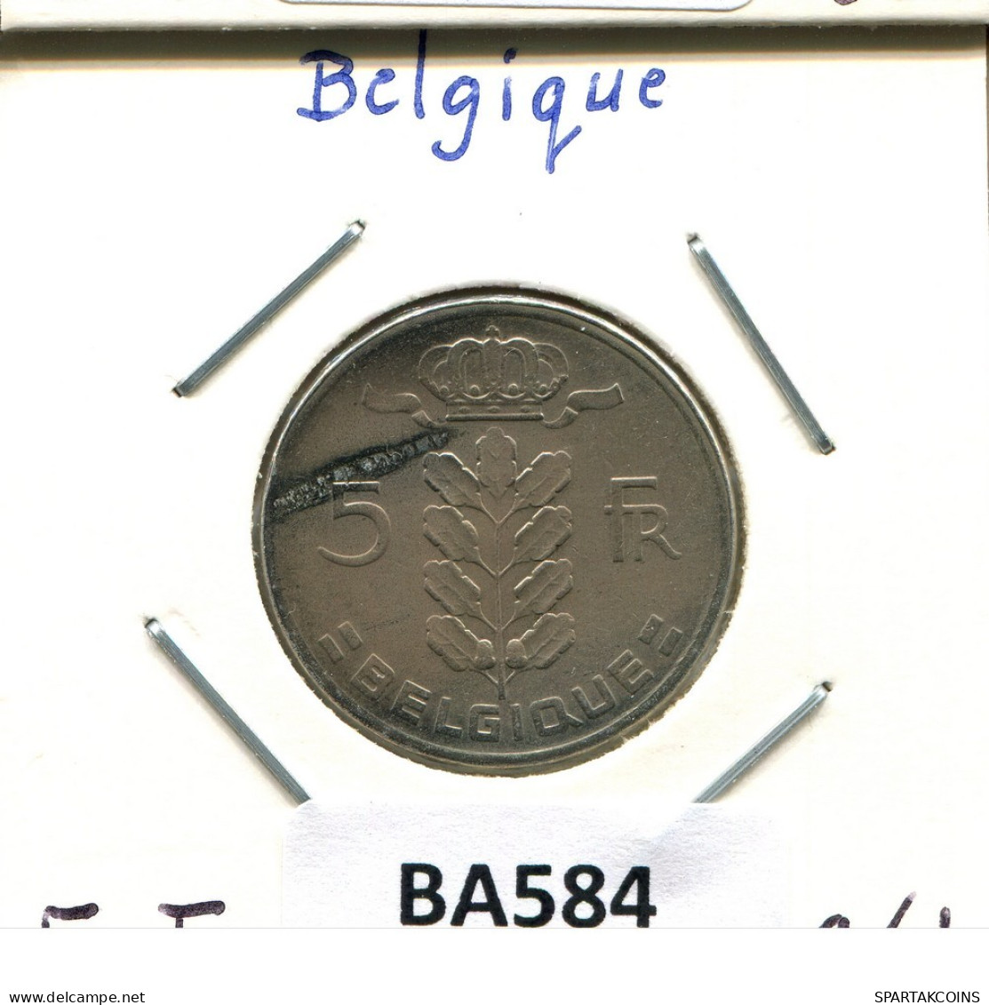 5 FRANCS 1961 FRENCH Text BELGIQUE BELGIUM Pièce #BA584.F.A - 5 Francs