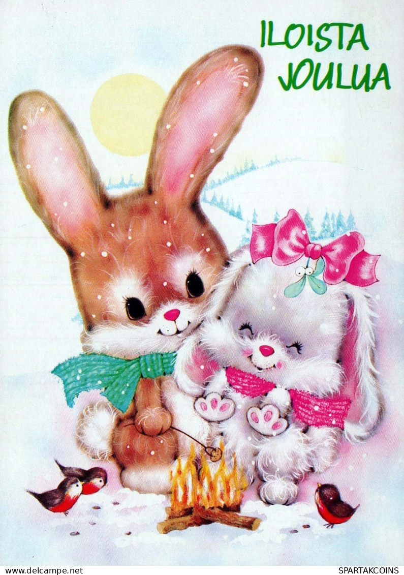 Happy New Year Christmas RABBIT Vintage Postcard CPSM #PAV097.A - Anno Nuovo