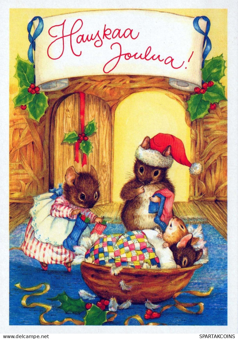 Buon Anno Natale MOUSE Vintage Cartolina CPSM #PAU983.A - New Year