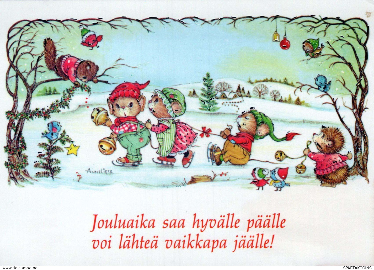 Bonne Année Noël LAPIN Vintage Carte Postale CPSM #PAV040.A - Año Nuevo