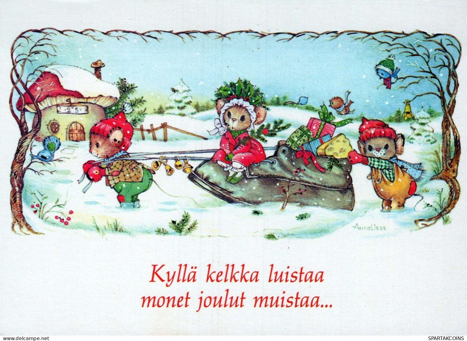 Buon Anno Natale CONIGLIO Vintage Cartolina CPSM #PAV039.A - Nouvel An