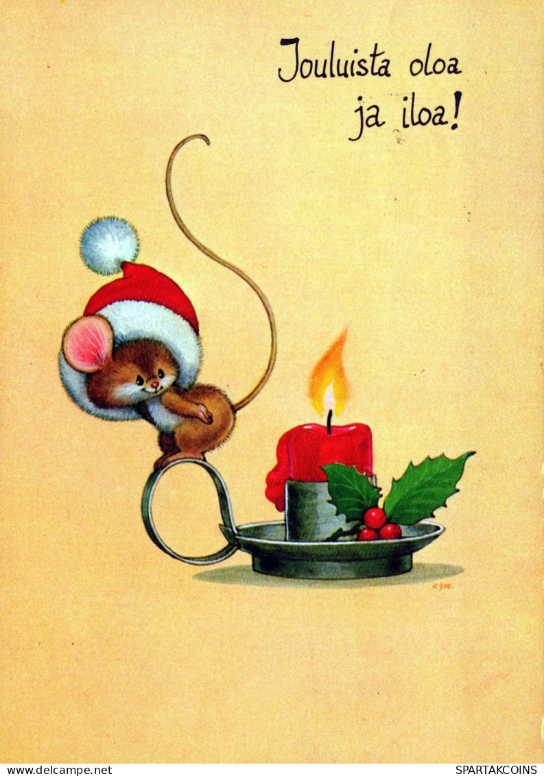 Feliz Año Navidad RATÓN Vintage Tarjeta Postal CPSM #PAU927.A - New Year