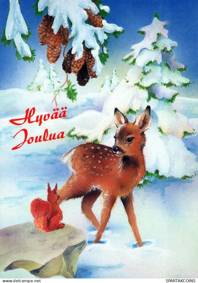 Buon Anno Natale CERVO Vintage Cartolina CPSM #PAU763.A - Nieuwjaar