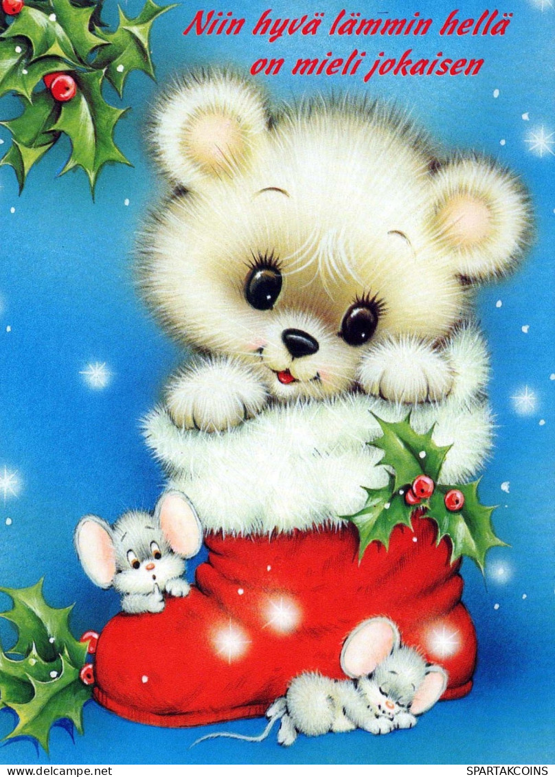 Happy New Year Christmas BEAR Vintage Postcard CPSM #PAU731.A - Año Nuevo
