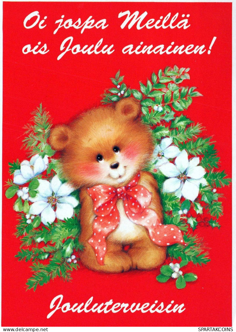 Feliz Año Navidad OSO DE PELUCHE Vintage Tarjeta Postal CPSM #PAU697.A - New Year