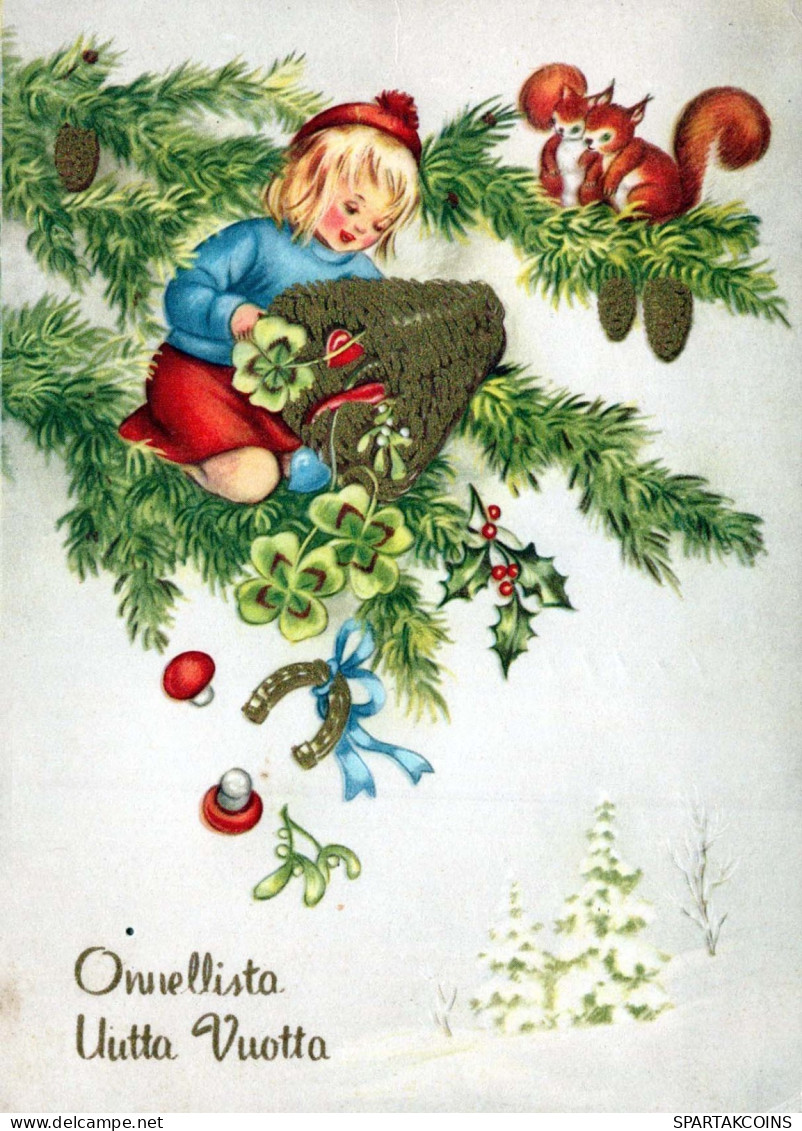 Buon Anno Natale BAMBINO BELL Vintage Cartolina CPSM #PAU028.A - Neujahr