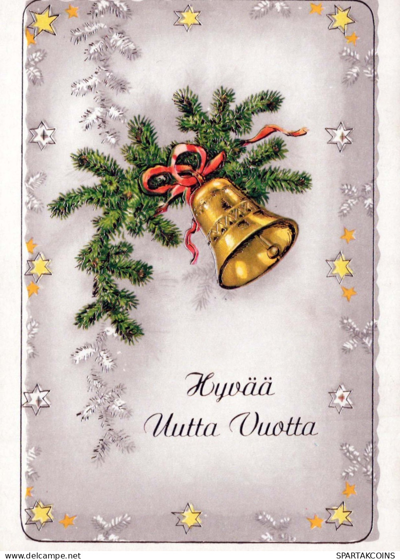 Bonne Année Noël CLOCHE Vintage Carte Postale CPSM #PAT833.A - Neujahr