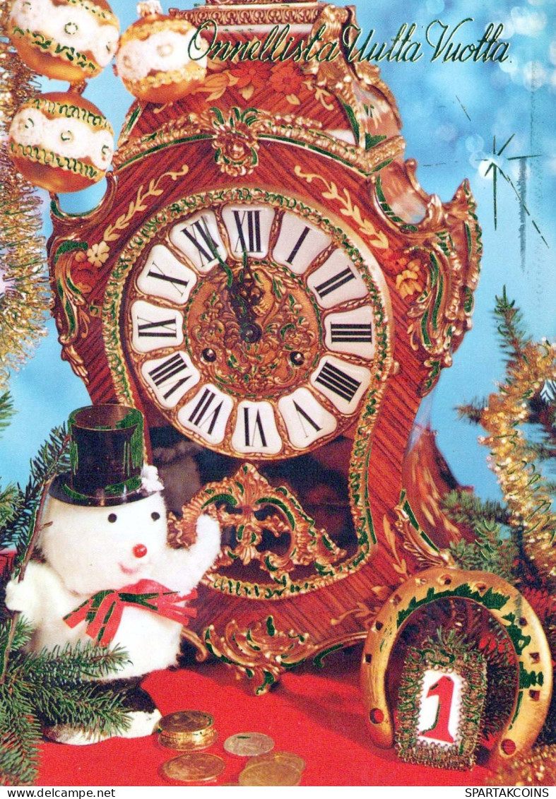 Feliz Año Navidad RELOJ DE MESA Vintage Tarjeta Postal CPSM #PAT721.A - New Year