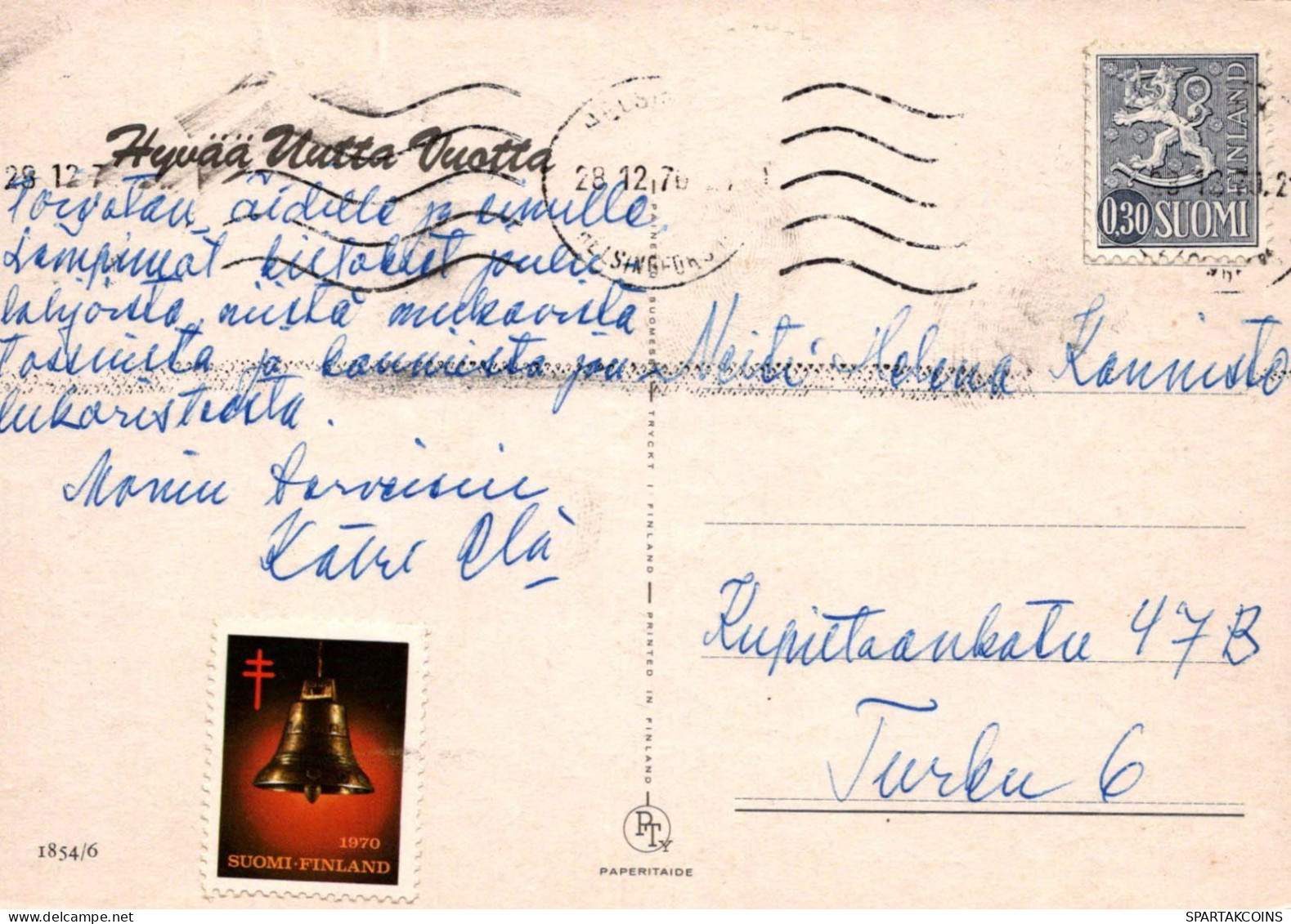 Feliz Año Navidad RELOJ DE MESA HERRADURA Vintage Tarjeta Postal CPSM #PAT736.A - Año Nuevo