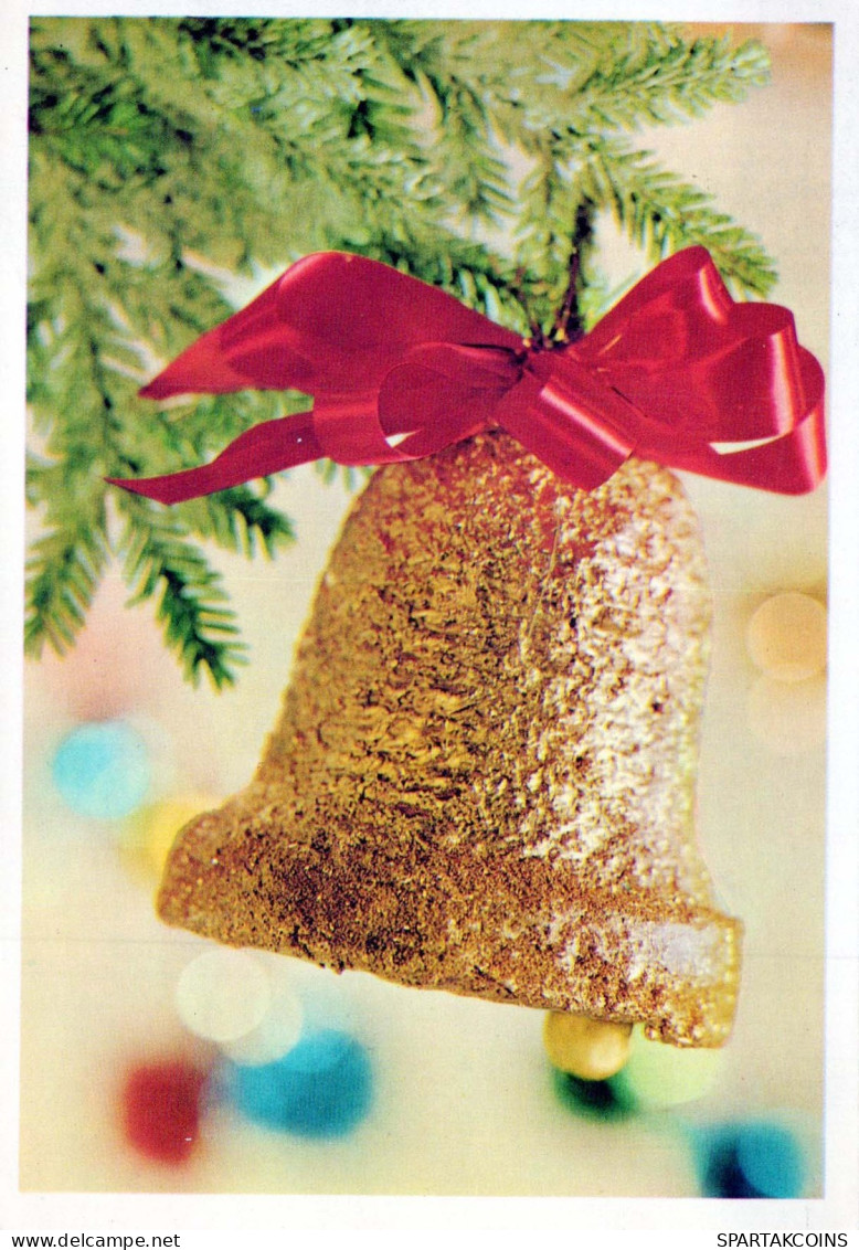 Bonne Année Noël CLOCHE Vintage Carte Postale CPSM #PAT568.A - Nouvel An
