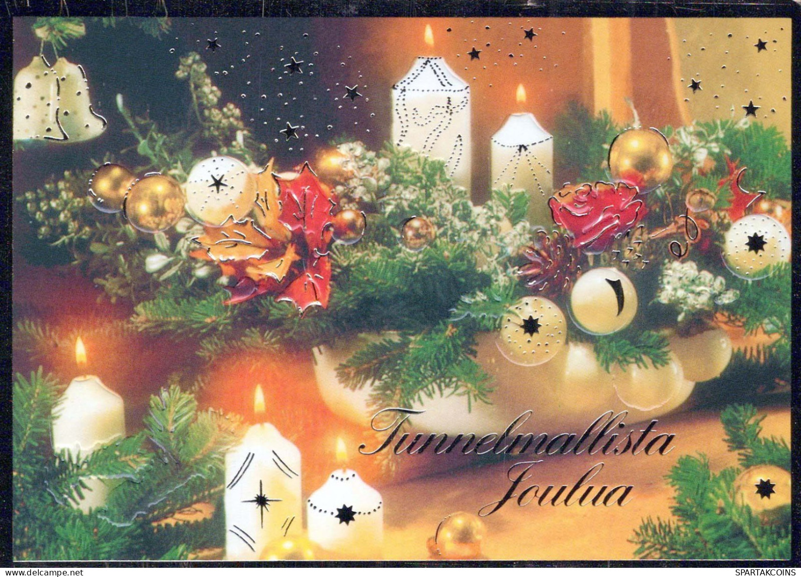 Feliz Año Navidad VELA Vintage Tarjeta Postal CPSM #PAT691.A - New Year