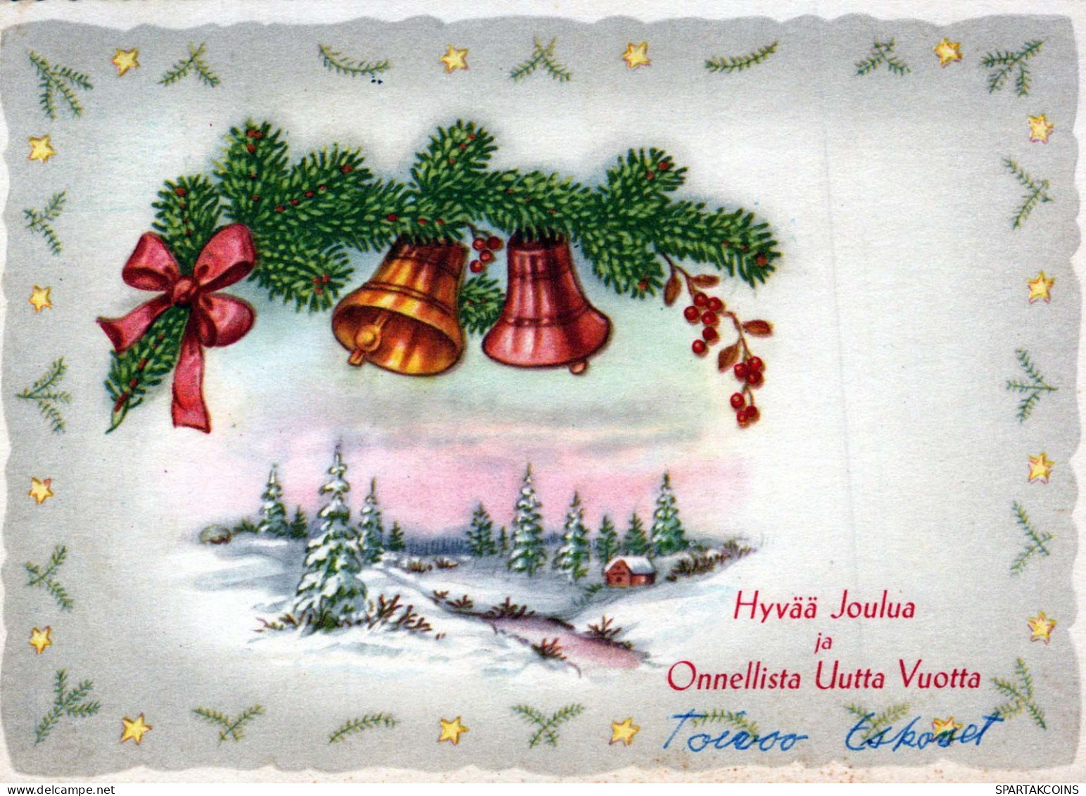 Feliz Año Navidad CAMPANA Vintage Tarjeta Postal CPSM #PAT441.A - Año Nuevo