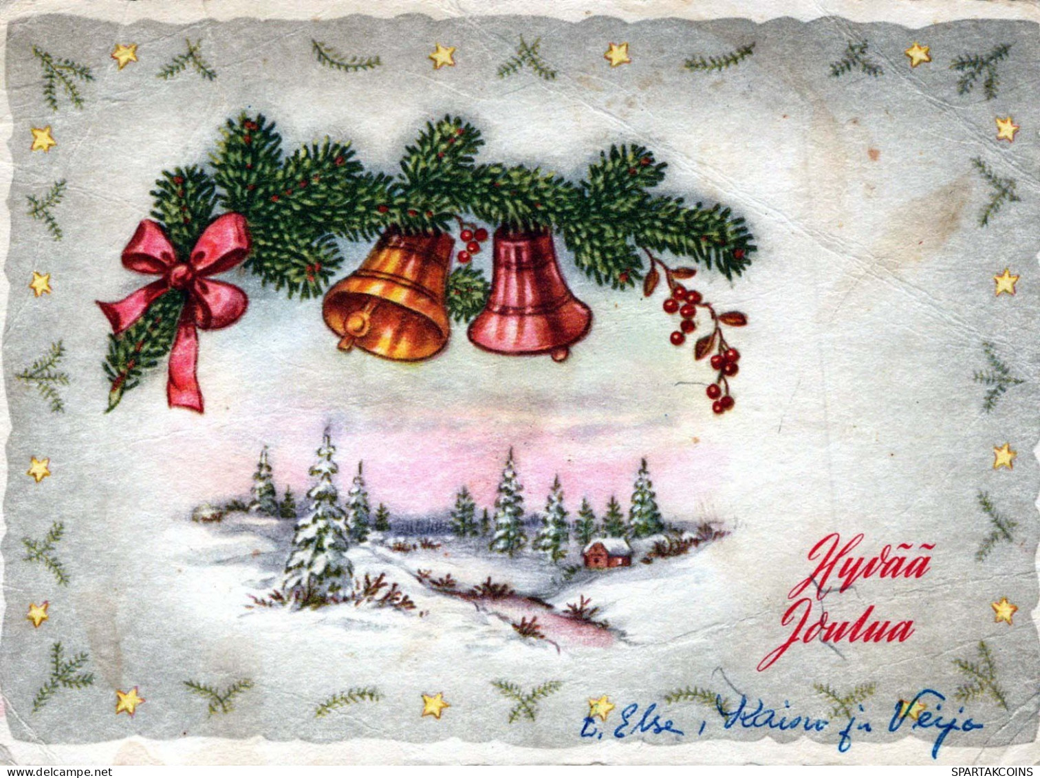 Bonne Année Noël CLOCHE Vintage Carte Postale CPSM #PAT438.A - Nouvel An