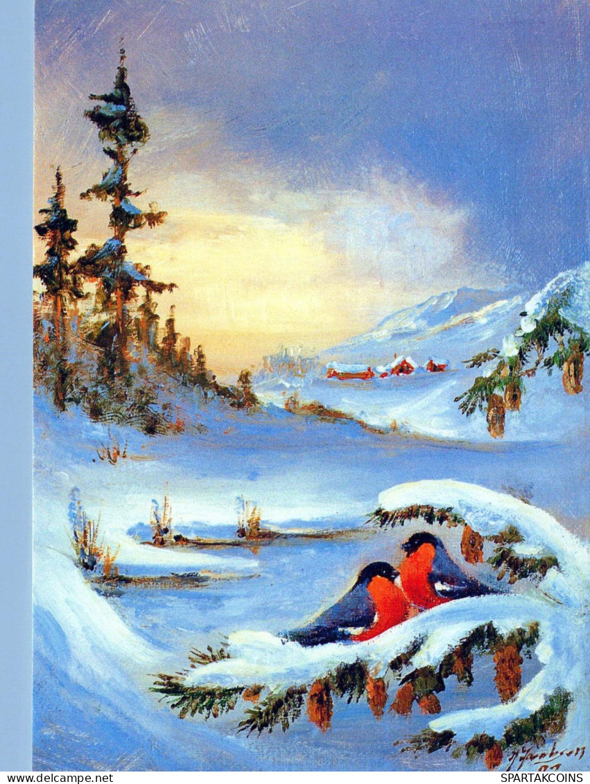Buon Anno Natale UCCELLO Vintage Cartolina CPSM #PBM731.A - Anno Nuovo