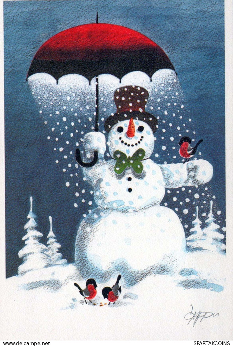 Happy New Year Christmas SNOWMAN Vintage Postcard CPSM #PBM539.A - Año Nuevo