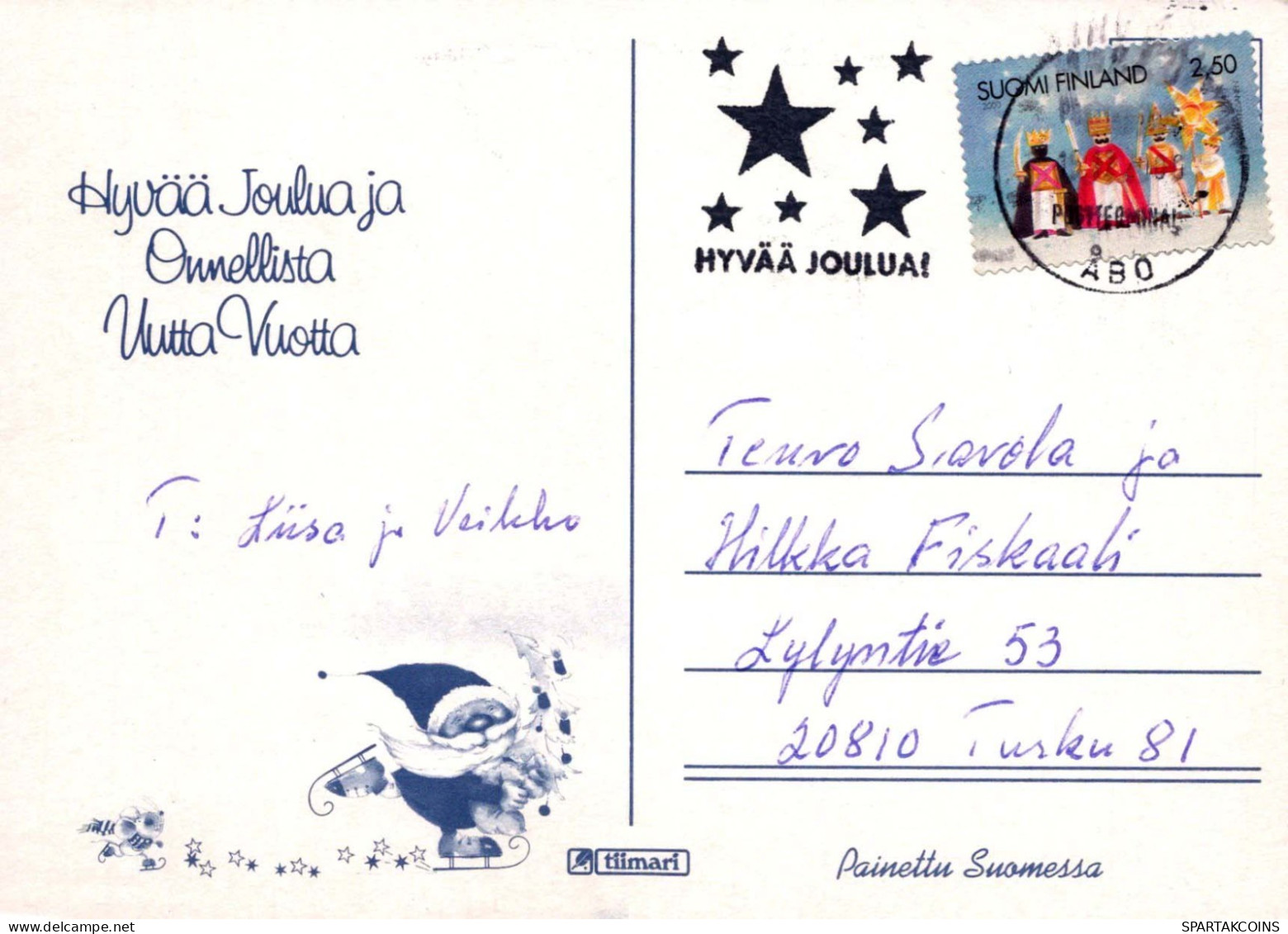 Feliz Año Navidad MUÑECO DE NIEVE Vintage Tarjeta Postal CPSM #PBM520.A - New Year