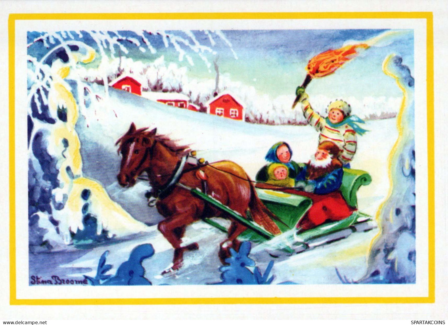 Bonne Année Noël CHEVAL Vintage Carte Postale CPSM #PBM407.A - Nieuwjaar