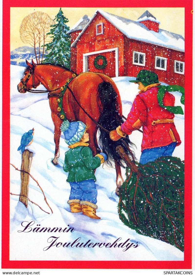 Buon Anno Natale CAVALLO Vintage Cartolina CPSM #PBM406.A - New Year