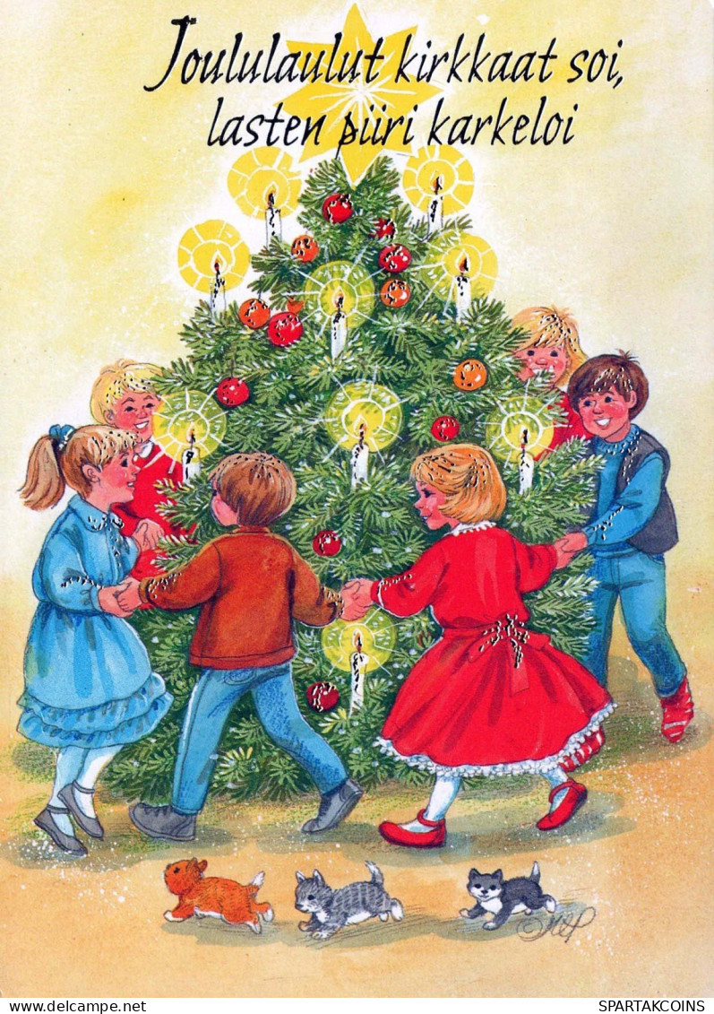 Feliz Año Navidad NIÑOS Vintage Tarjeta Postal CPSM #PBM350.A - Año Nuevo