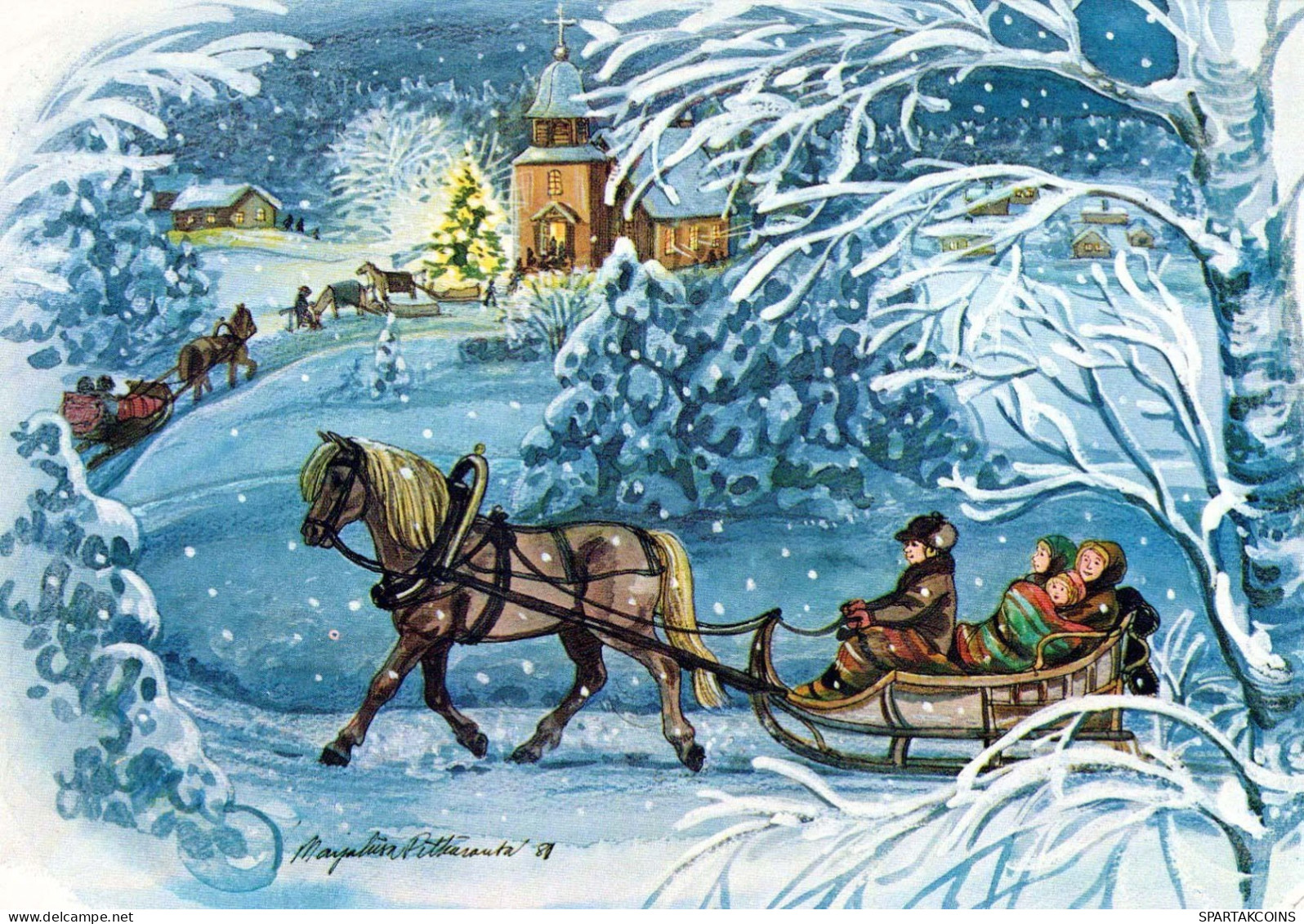 Buon Anno Natale CAVALLO Vintage Cartolina CPSM #PBM391.A - New Year