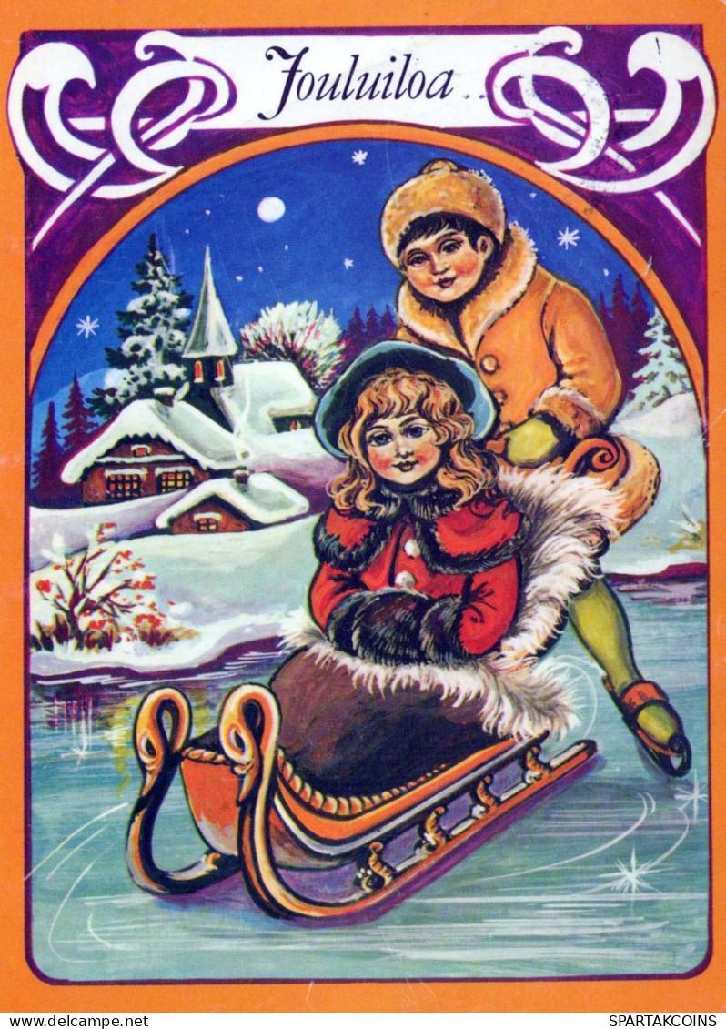 Bonne Année Noël ENFANTS Vintage Carte Postale CPSM #PBM202.A - New Year