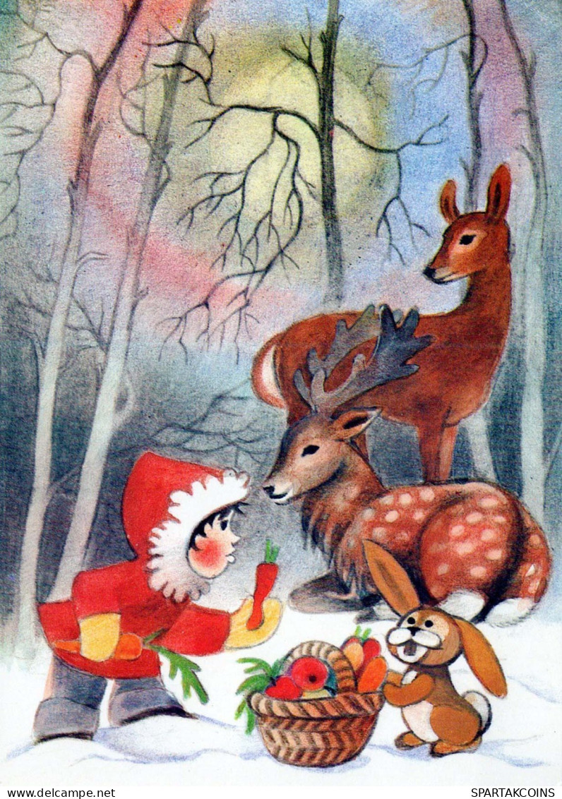 Neujahr Weihnachten HIRSCH Vintage Ansichtskarte Postkarte CPSM #PBB251.A - Nieuwjaar