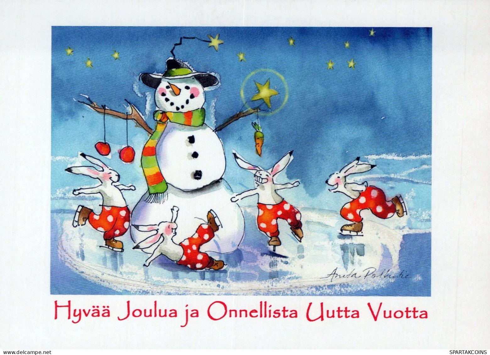Happy New Year Christmas SNOWMAN Vintage Postcard CPSM #PAZ835.A - Nouvel An