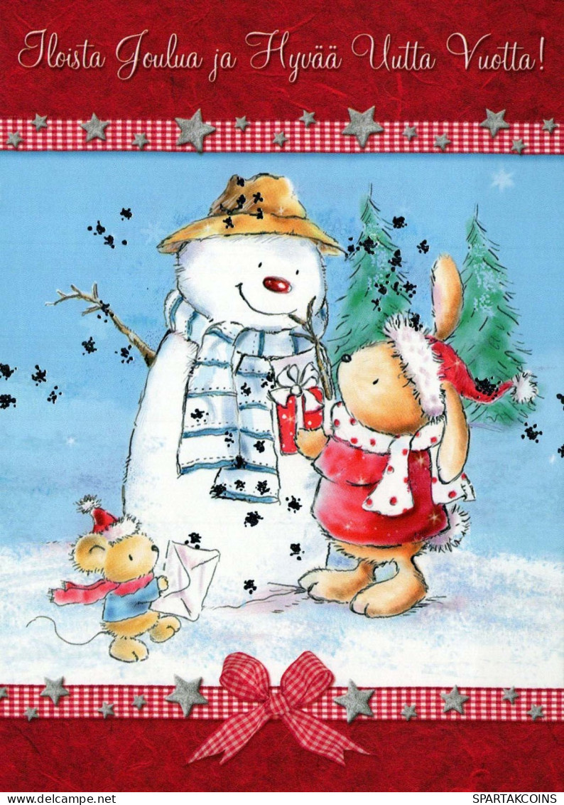 Neujahr Weihnachten SCHNEEMANN Vintage Ansichtskarte Postkarte CPSM #PAZ779.A - Neujahr