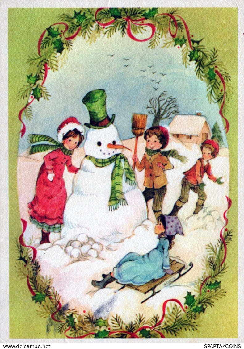 Buon Anno Natale PUPAZZO BAMBINO Vintage Cartolina CPSM #PAZ687.A - Anno Nuovo