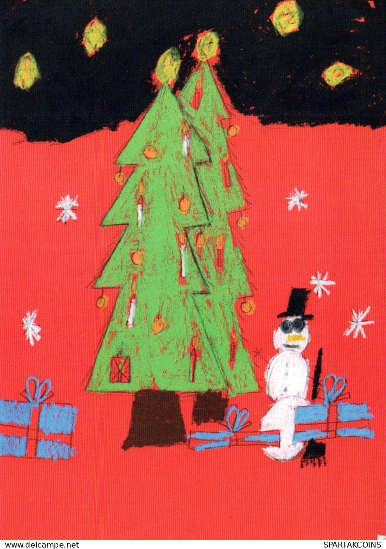Feliz Año Navidad MUÑECO DE NIEVE Vintage Tarjeta Postal CPSM #PAZ636.A - Nouvel An