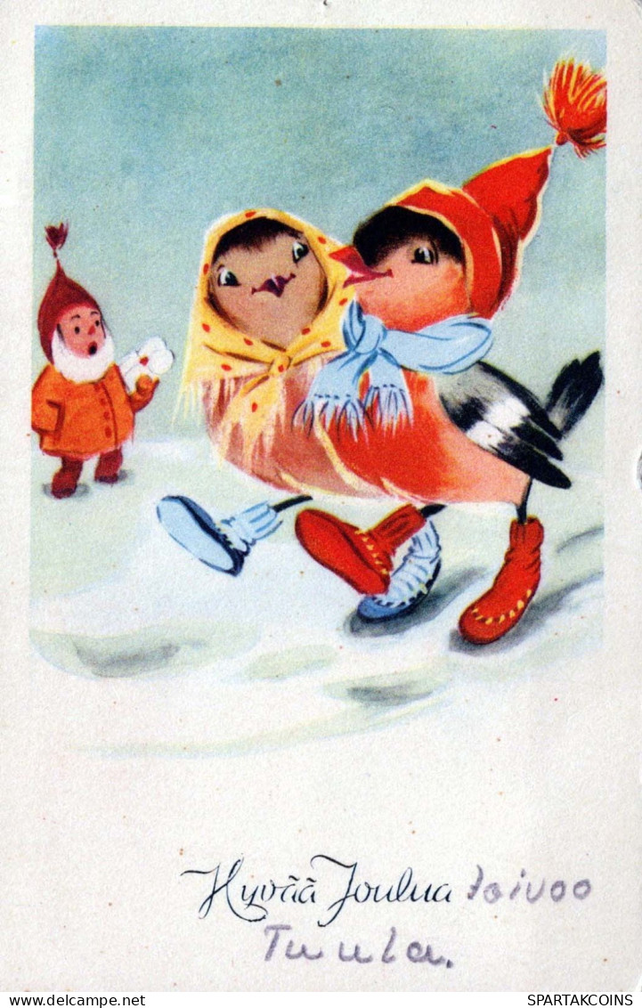 Buon Anno Natale UCCELLO Vintage Cartolina CPA #PKE808.A - Año Nuevo