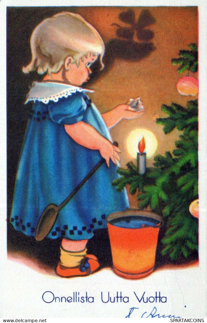 Happy New Year Christmas CHILDREN Vintage Postcard CPSMPF #PKD805.A - New Year