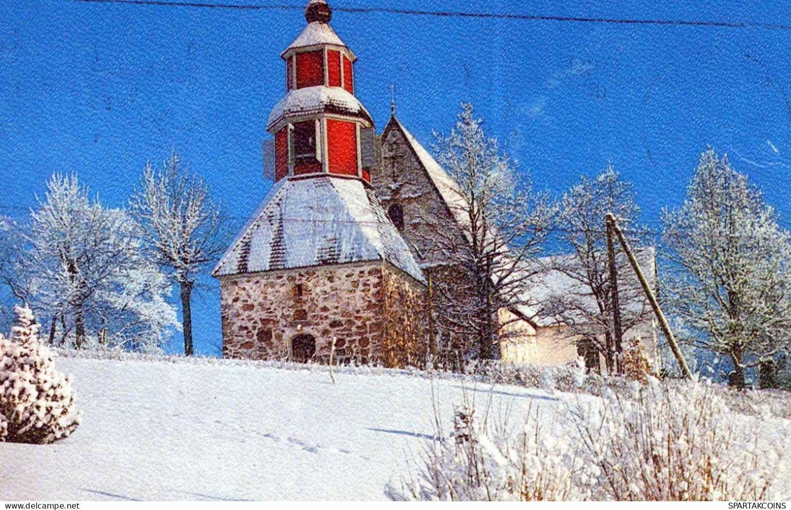 Bonne Année Noël ÉGLISE Vintage Carte Postale CPSMPF #PKD643.A - New Year