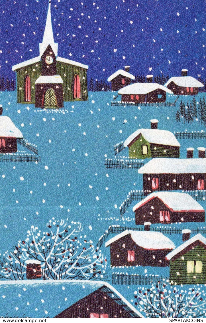 Bonne Année Noël ÉGLISE Vintage Carte Postale CPSMPF #PKD543.A - Nouvel An