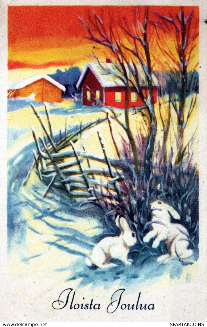 Neujahr Weihnachten KANINCHEN Vintage Ansichtskarte Postkarte CPSMPF #PKD349.A - Neujahr