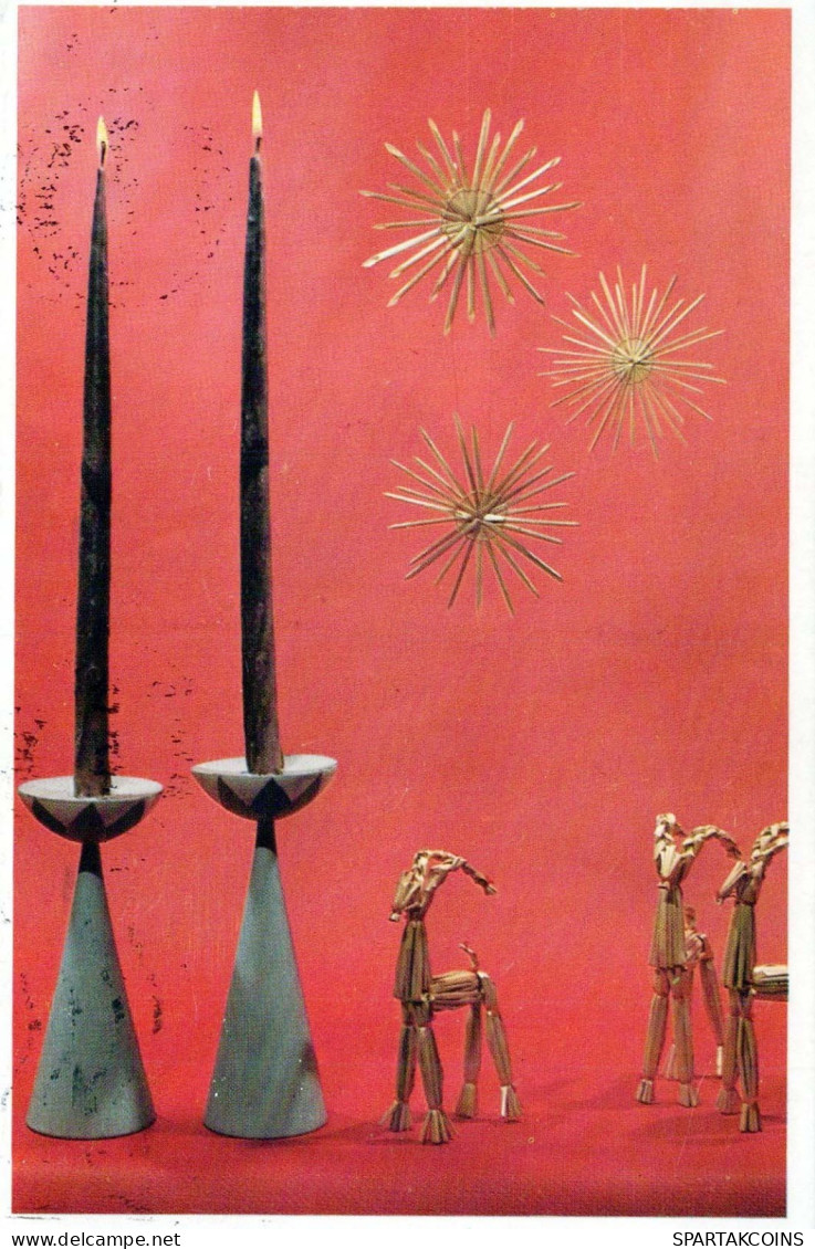 Buon Anno Natale CANDELA Vintage Cartolina CPSMPF #PKD092.A - Año Nuevo