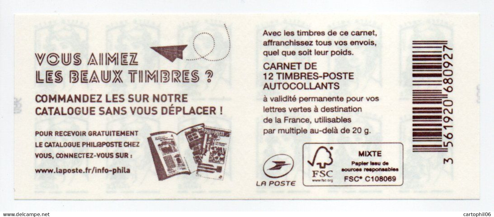 - FRANCE Carnet Marianne De Ciappa (12 Timbres Lettre Verte) - VOUS AIMEZ LES BEAUX TIMBRES ? - VALEUR FACIALE 15,48 € - - Modern : 1959-…